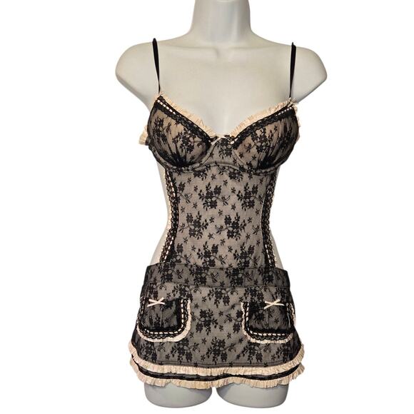 Victoria’s Secret Sexy Little Things French Maid Lingerie 34B Push Up Babydoll - Picture 1 of 5